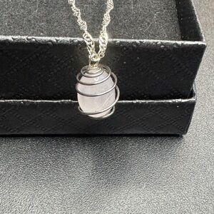 Pink Quartz Necklace. Sterling Silver. 20”